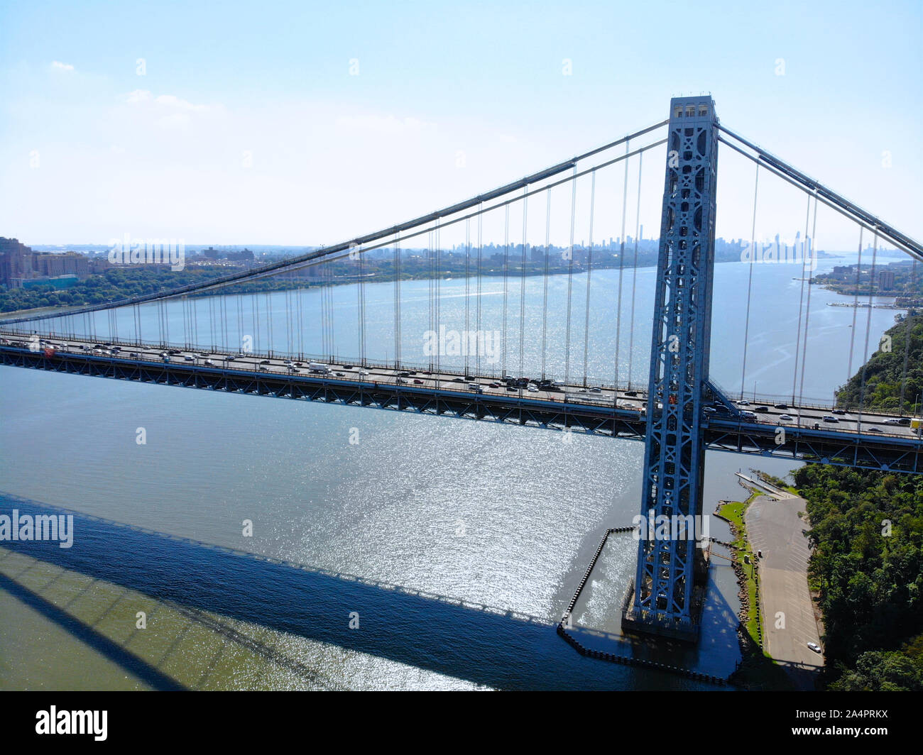 Aerial view of Washington Bridge in Fort Lee, NJ. Washington Bridge is a