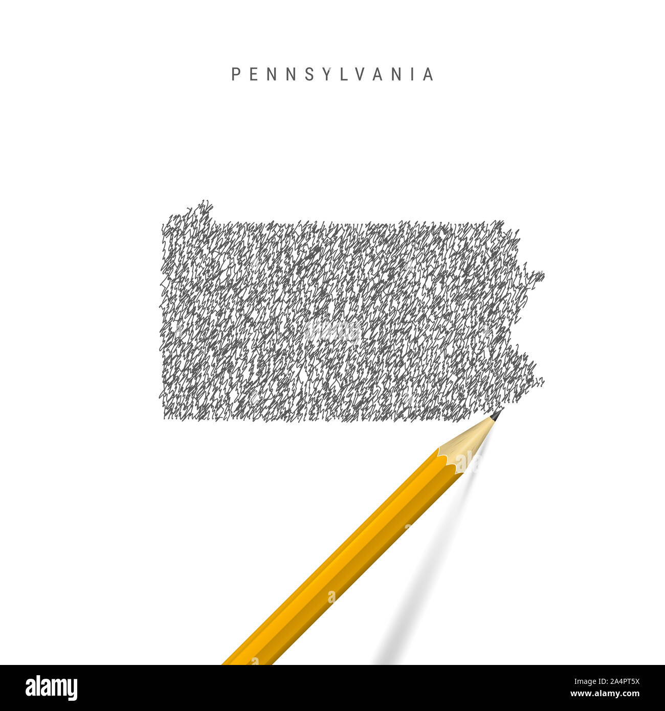 Pennsylvania sketch scribble map isolated on white background. Hand drawn map of Pennsylvania