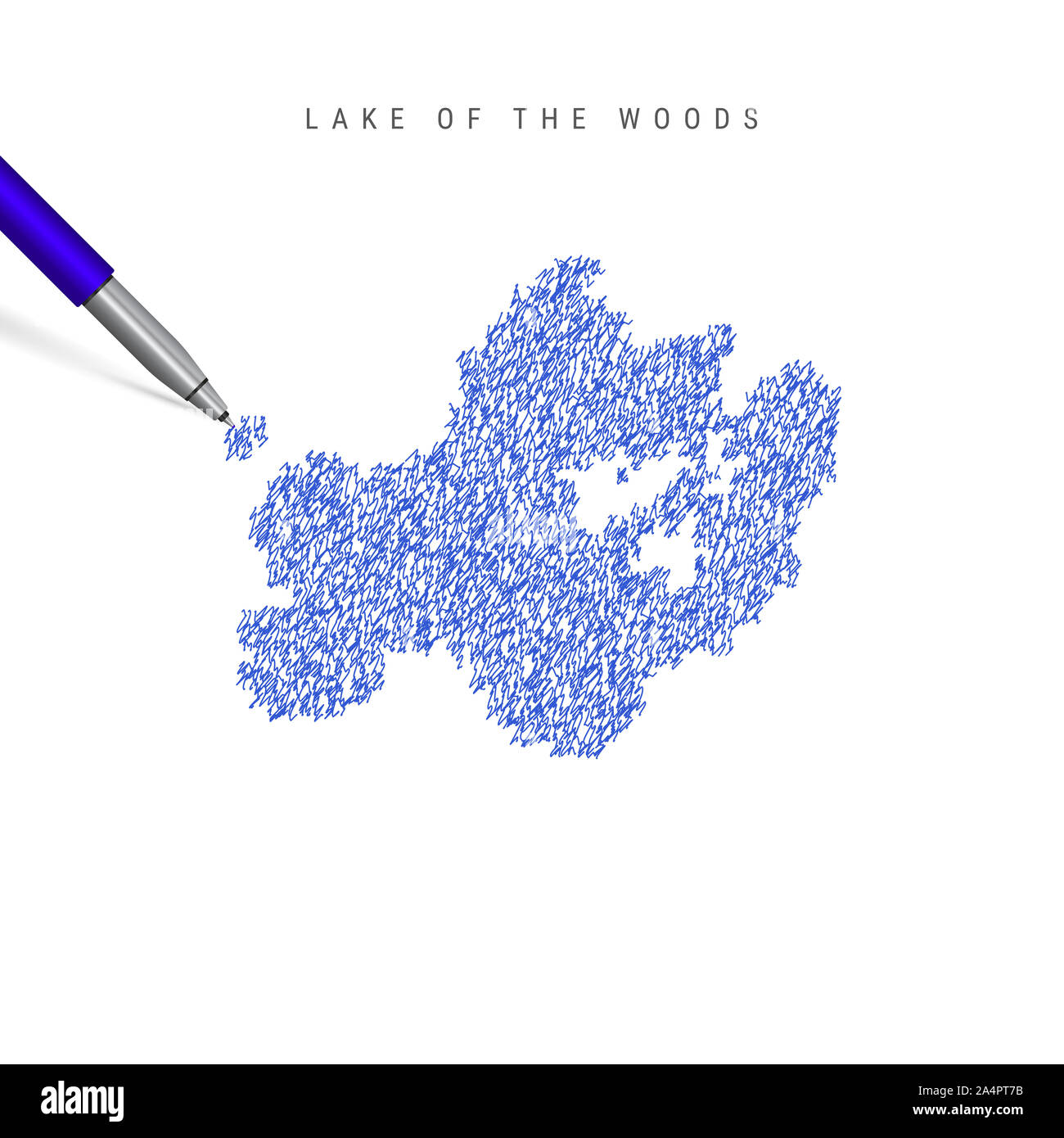 Lake of the Woods sketch scribble map isolated on white background ...