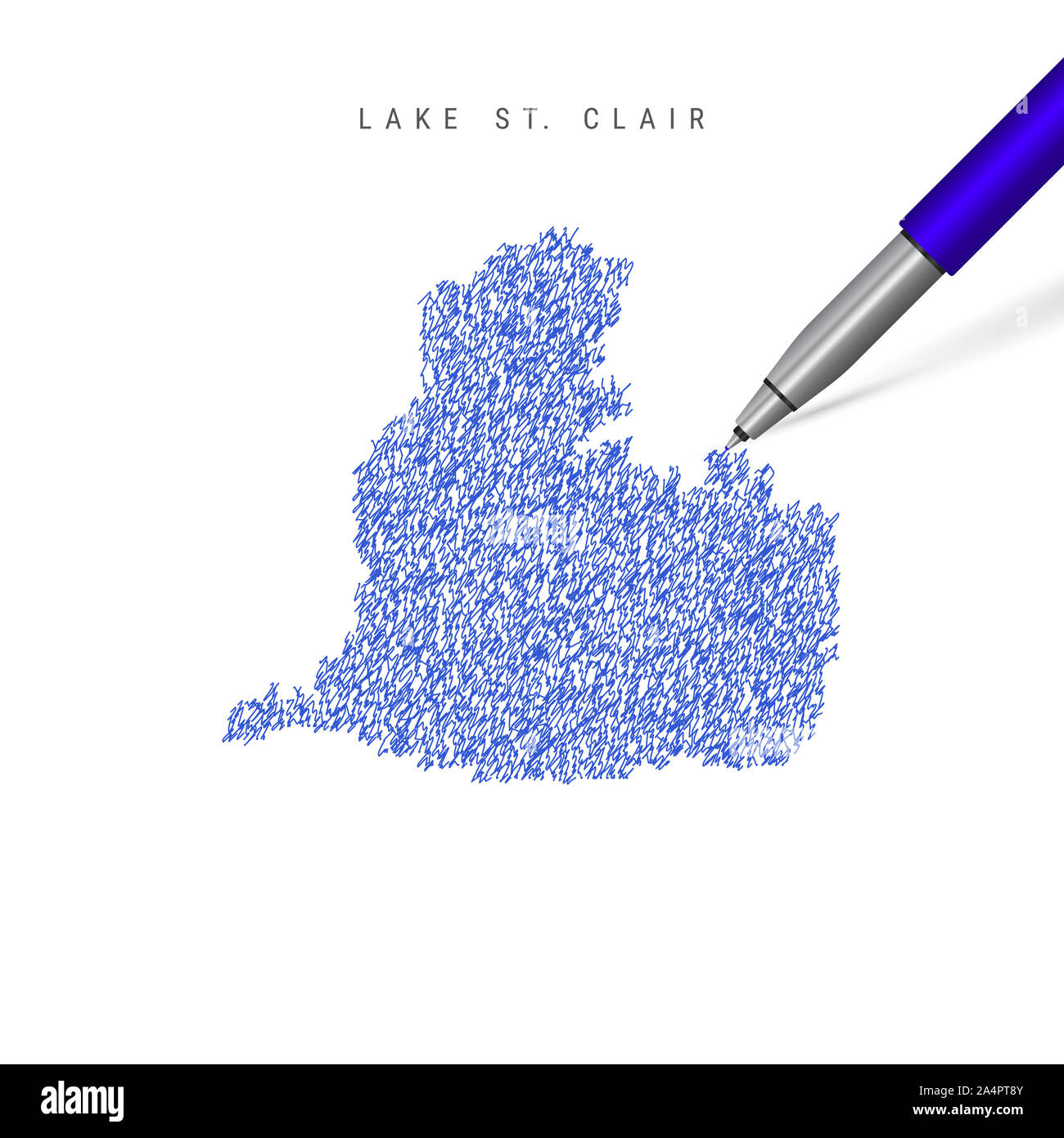 Lake St. Clair sketch scribble map isolated on white background. Hand ...