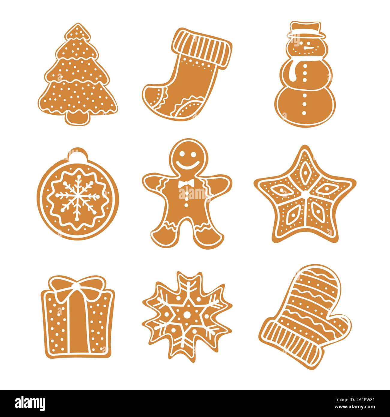 Christmas cookies - gingerbread men, christmas trees and stars on