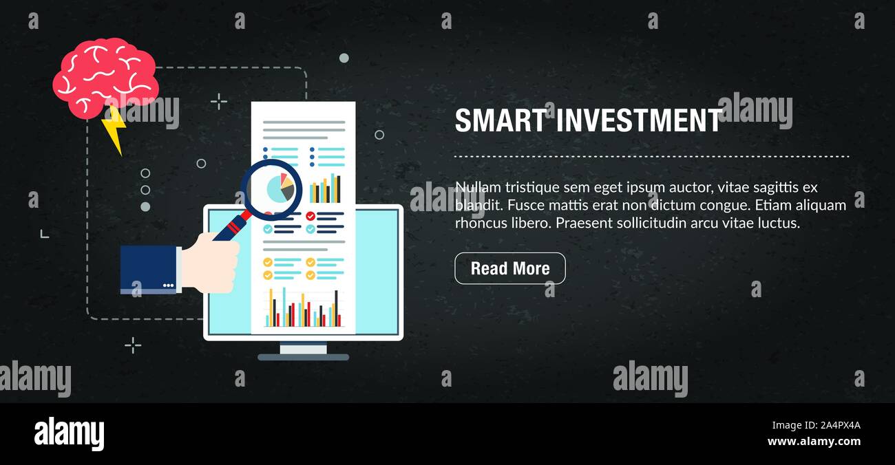 Smart Investment Banner Internet With Icons In Vector Web Banner