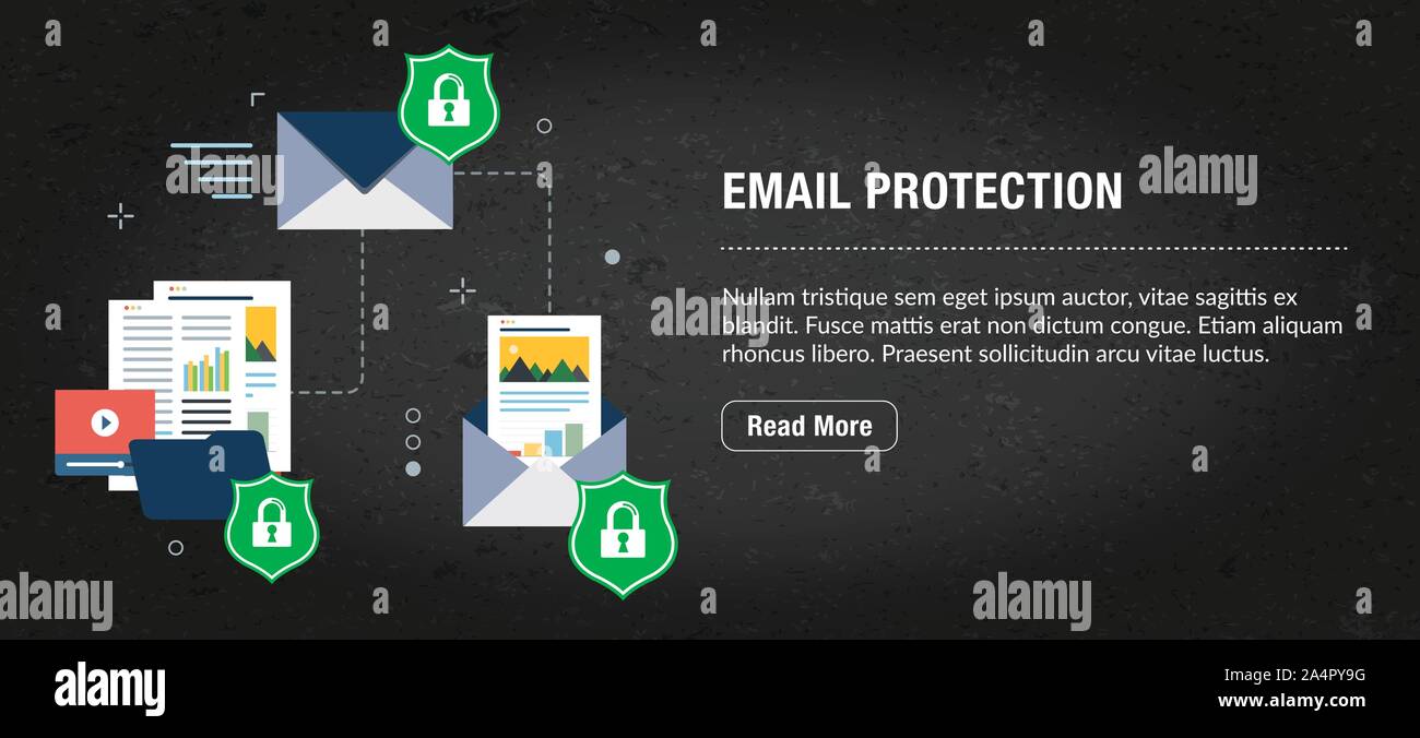 Email Protection Banner Internet With Icons In Vector Web Banner
