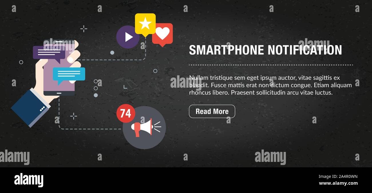 Smartphone Notification Concept Internet Banner With Icons In