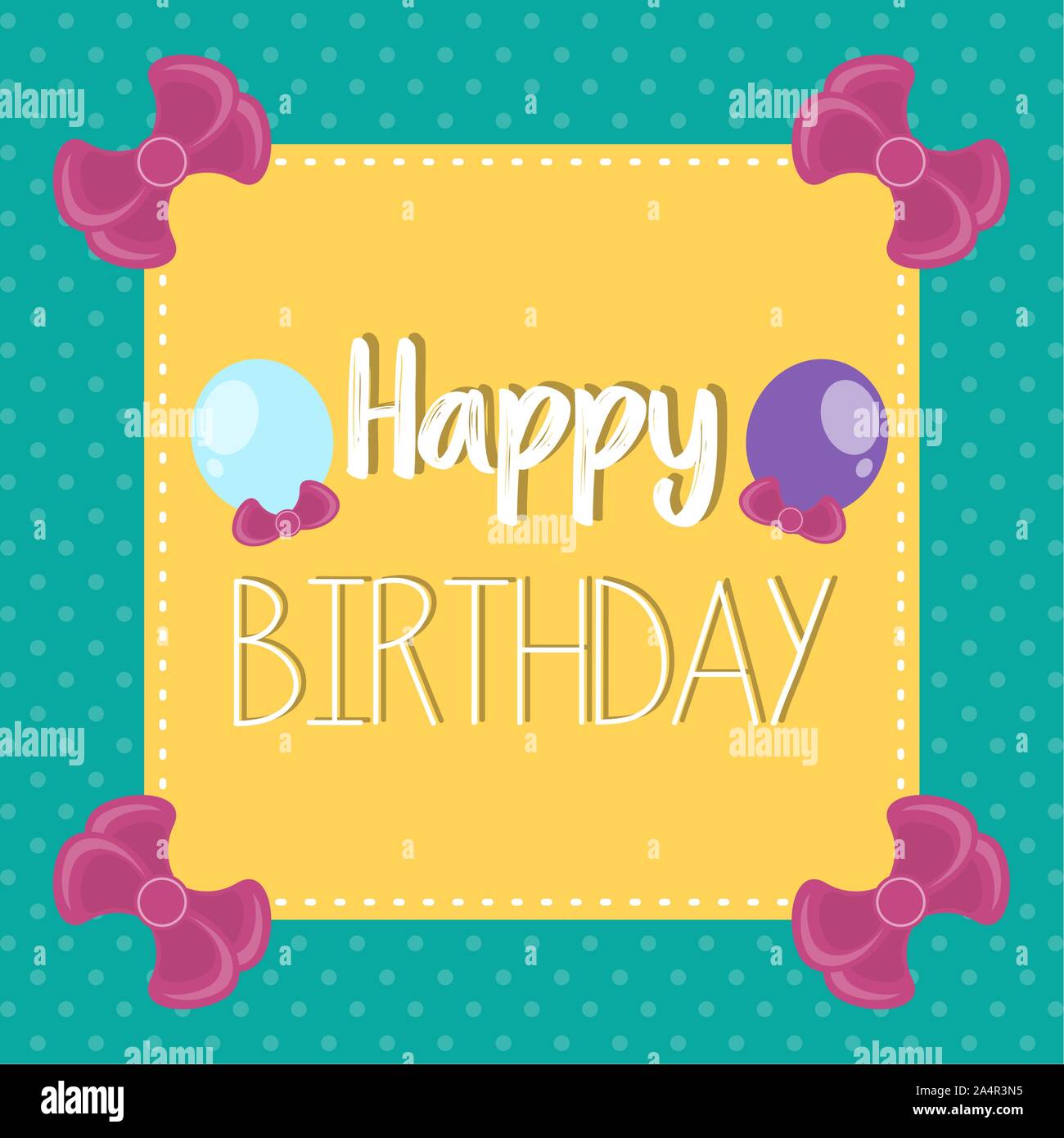 Colored birthday card with balloons and a ribbon - Vector Stock Vector ...