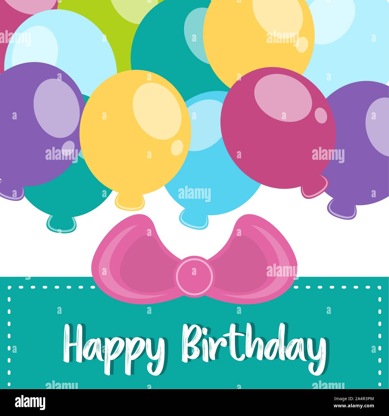 Colored birthday card with balloons and a ribbon - Vector Stock Vector ...