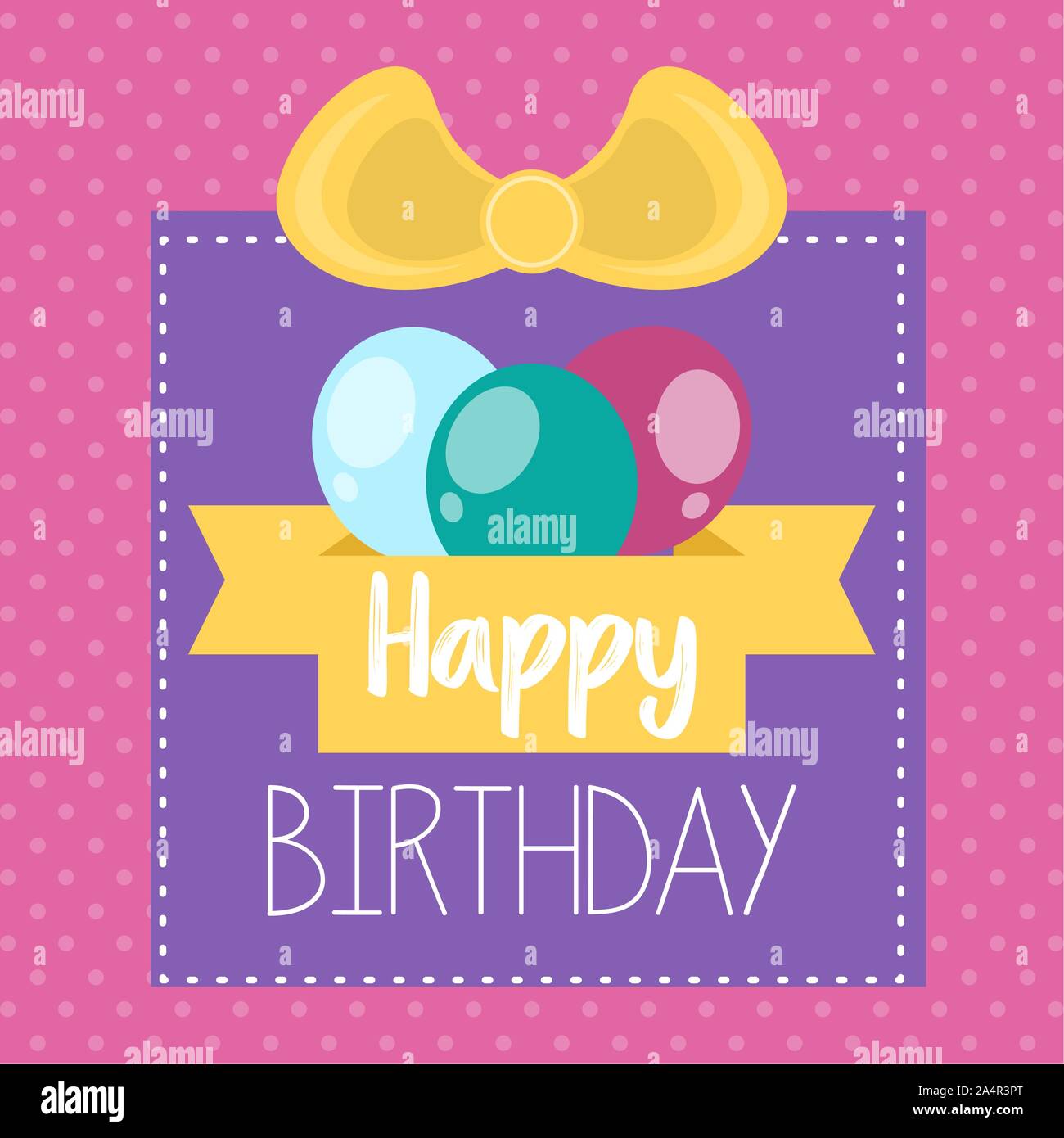 Colored birthday card with balloons and a ribbon - Vector Stock Vector ...