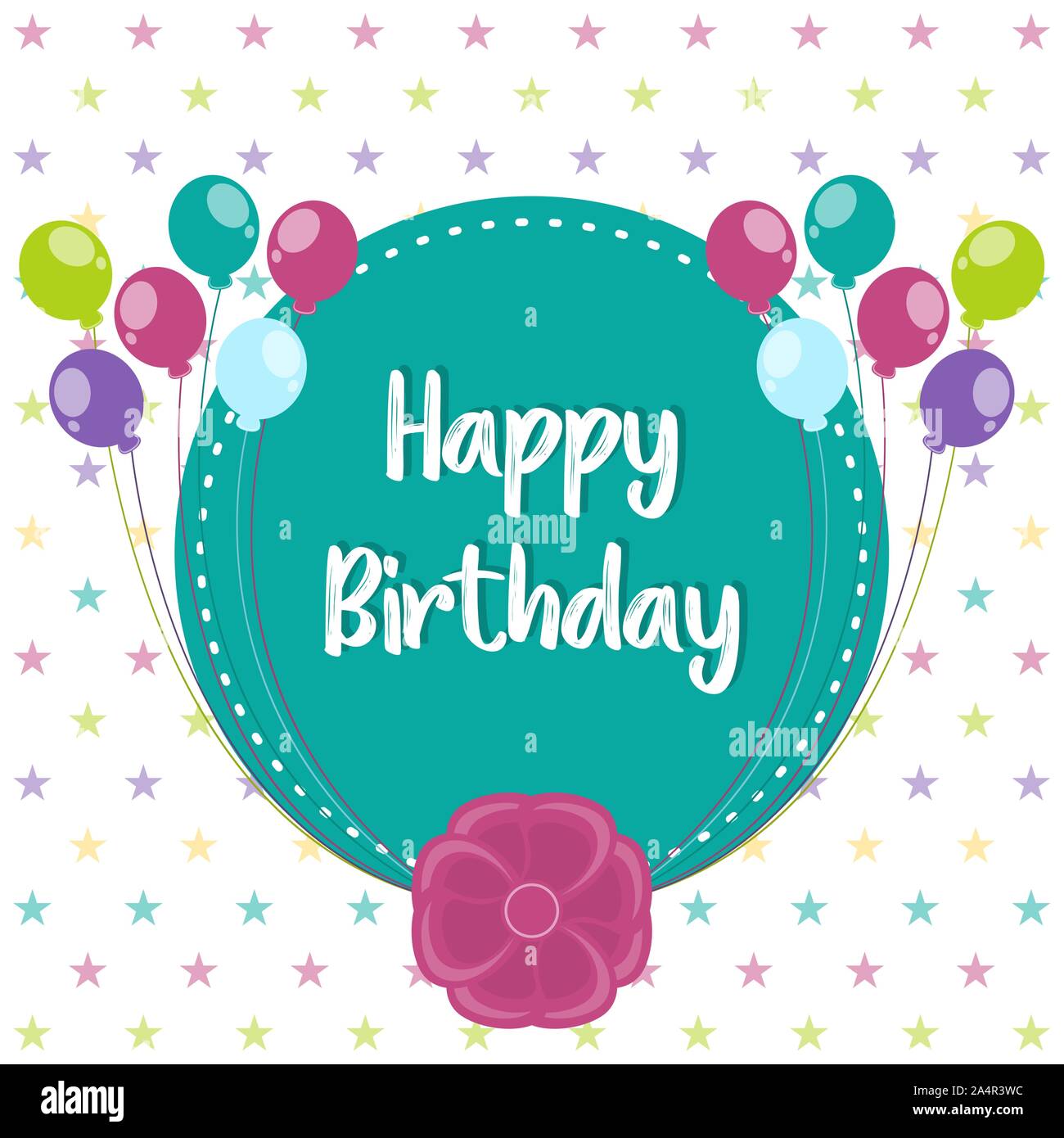 Colored birthday card with text and balloons - Vector Stock Vector ...