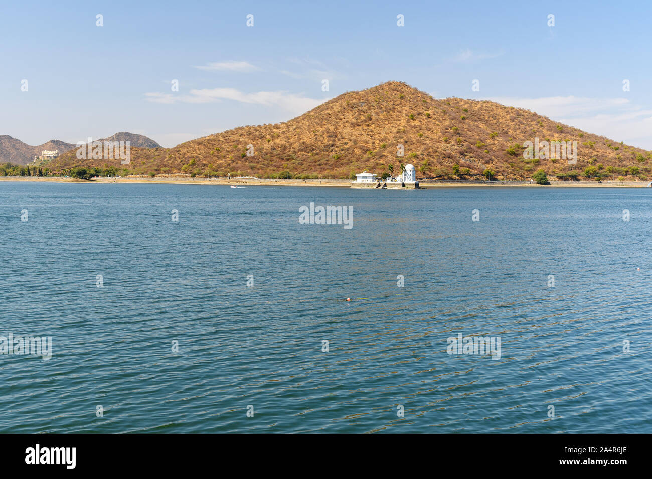 Solar Observatory on Fateh Sagar lake in Udaipur. Rajasthan. India Stock Photo