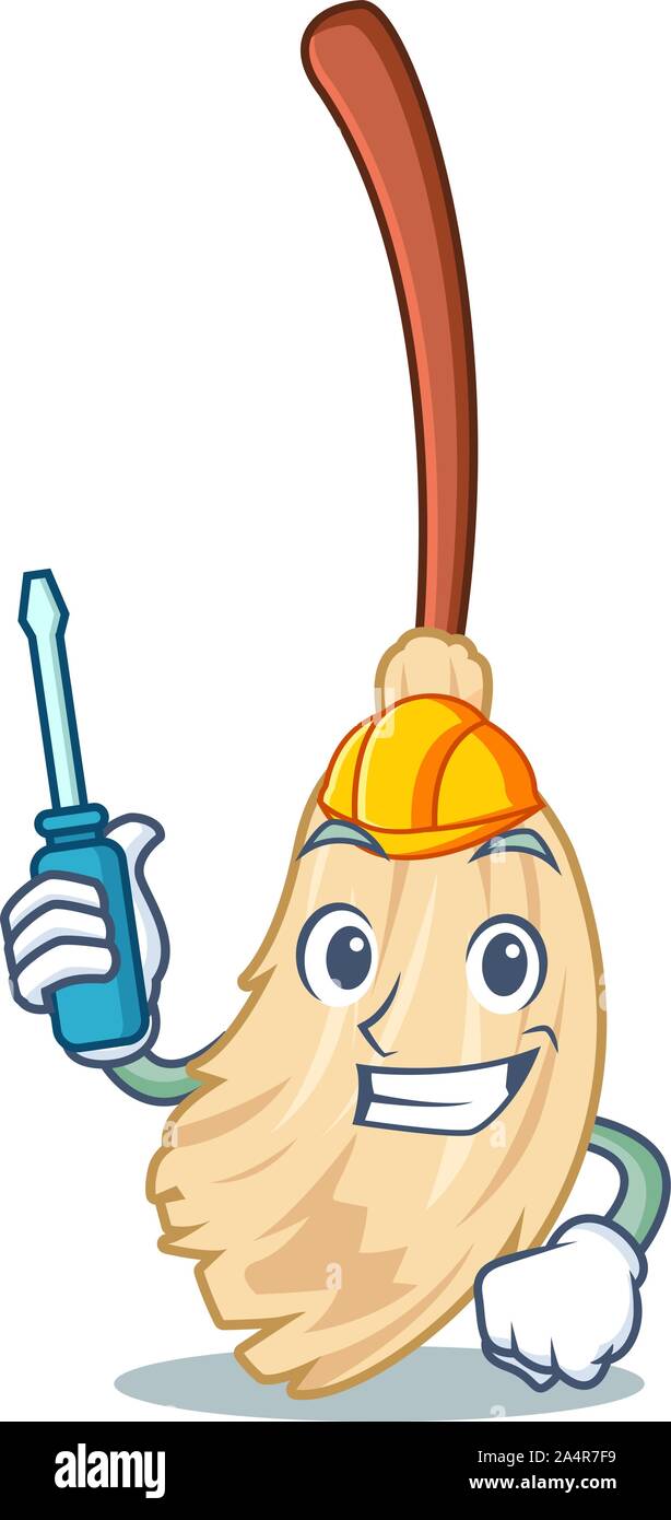 Automotive broom behind in the character door Stock Vector Image & Art