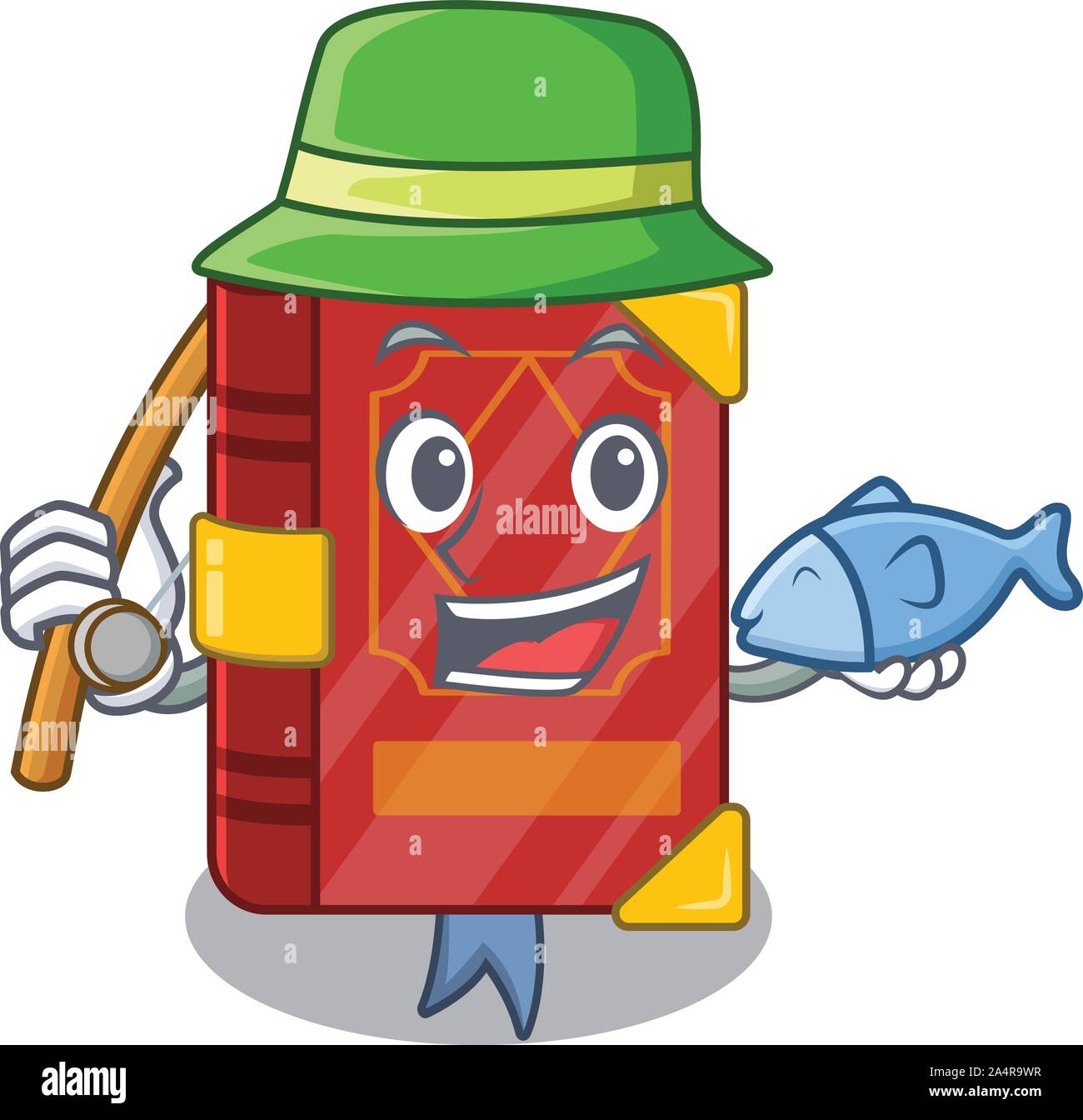 Fishing magic spell book isolated in character Stock Vector