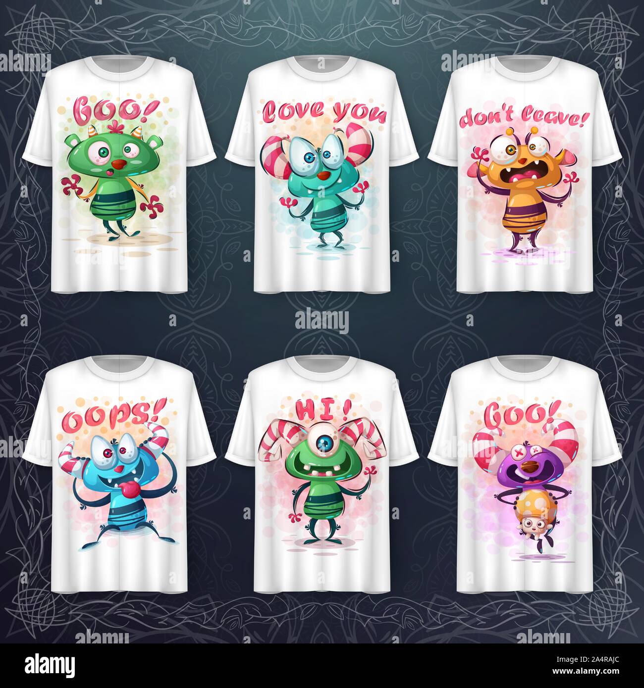 Set cute monster - mockup for your idea Stock Vector