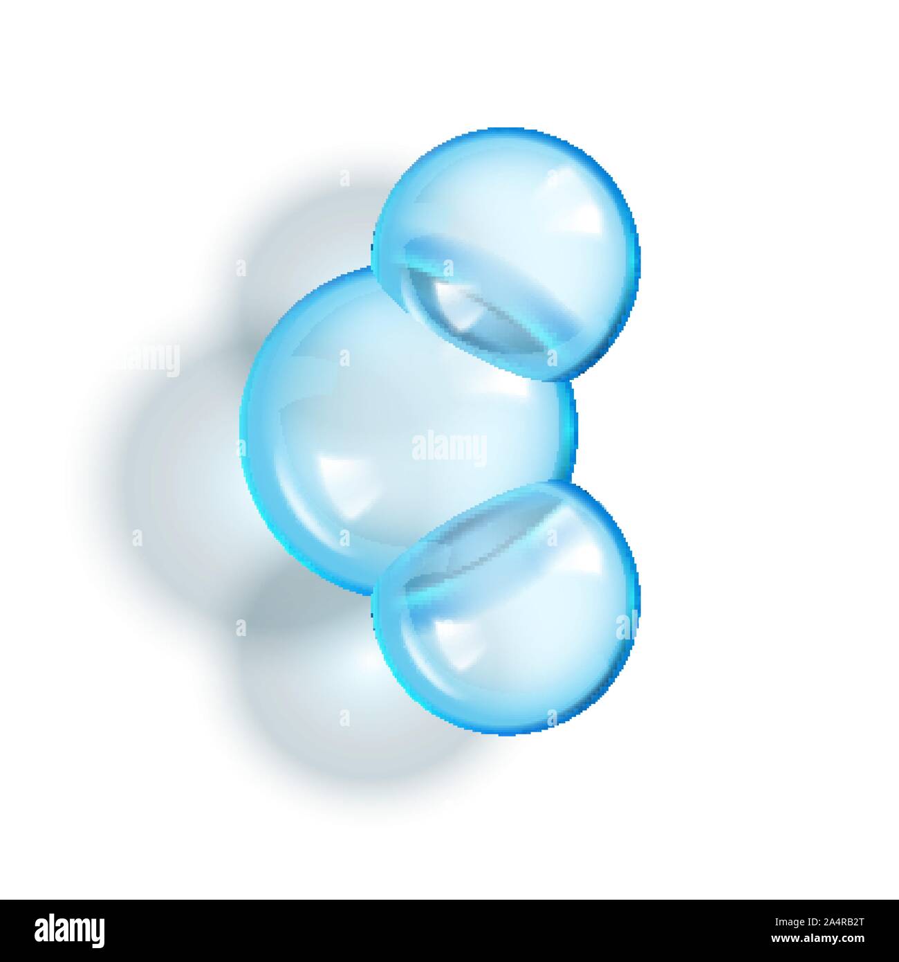 H2O Water Molecule Glossy Chemical Model Vector Stock Vector