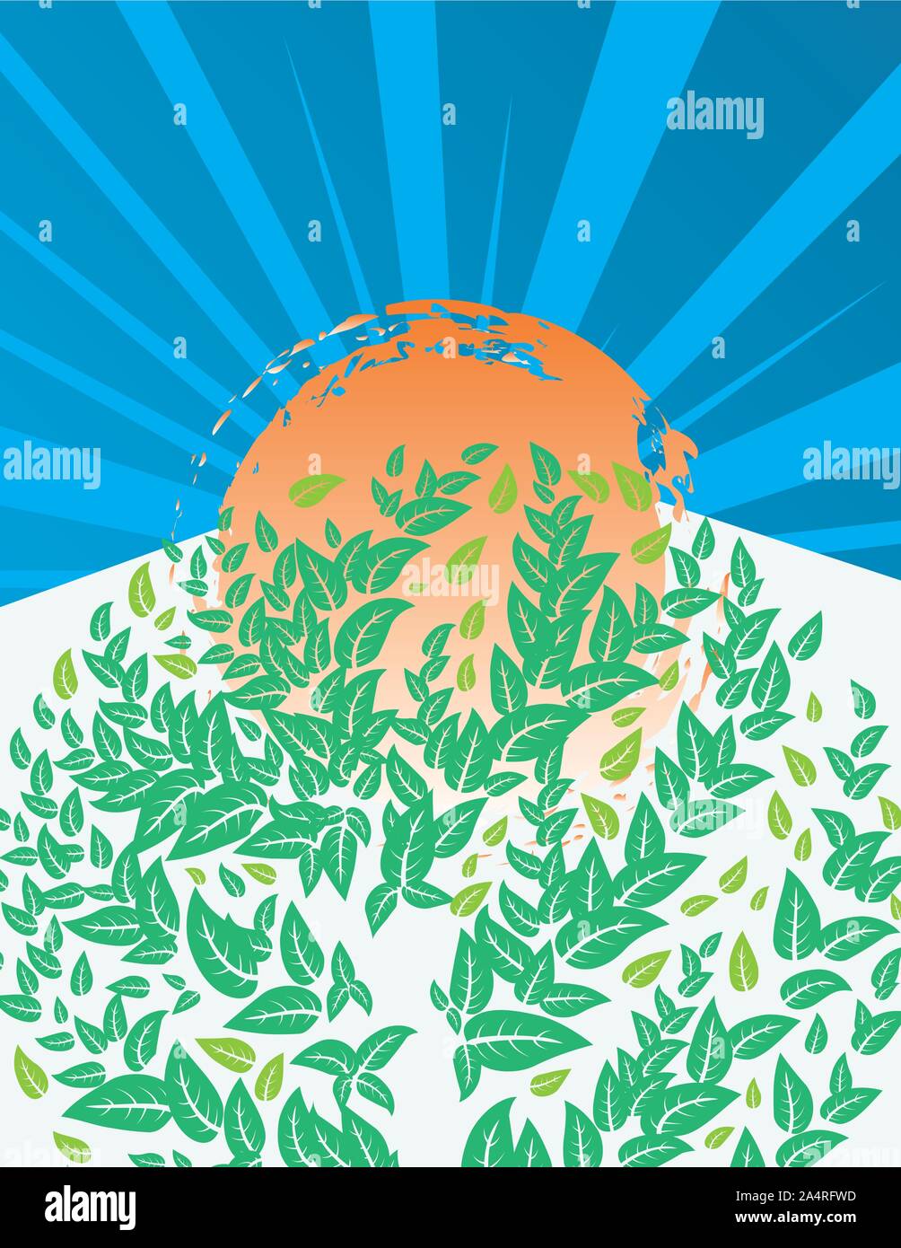 Spring, summer themed banner with green leaves on a tree branch Stock ...