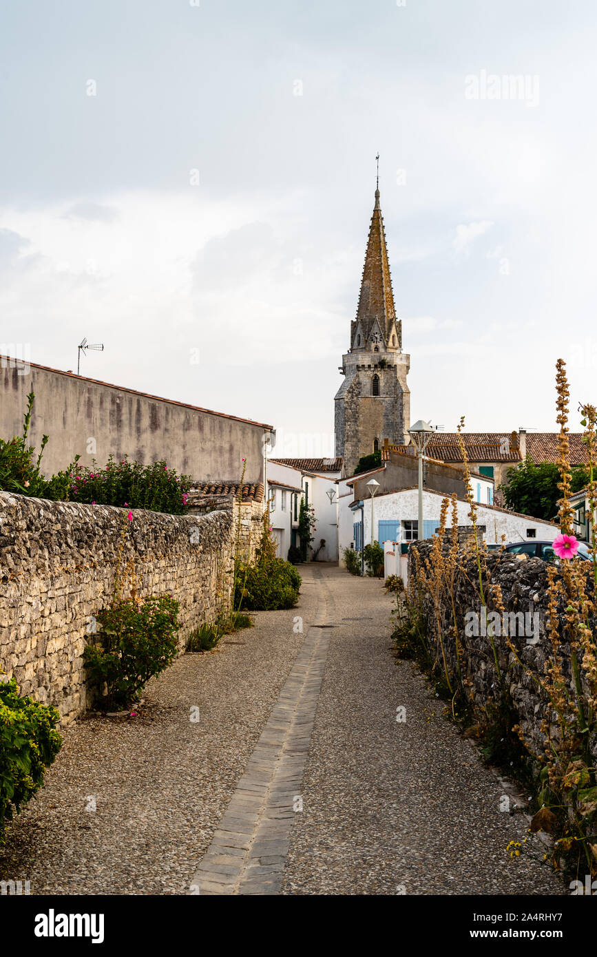 Picturesque street in SainteMariedeRe village in the Island of Re