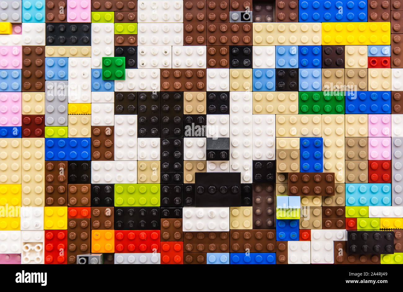 Singapore-26 SEP 2017: colorful Lego brick toy background closeup view ...