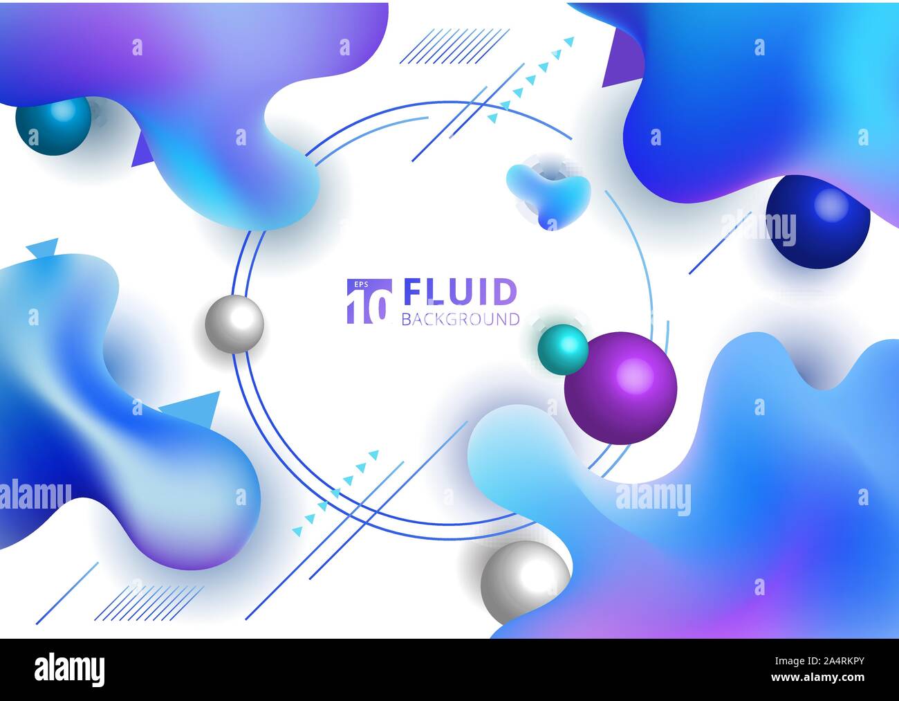 Abstract fluid blue gradient color irregular shape on white background ...