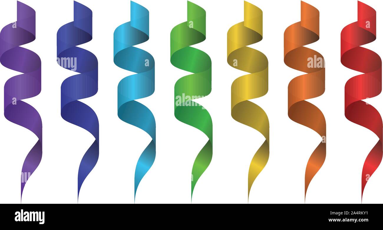 Bright ribbons in rainbow colors on white background. Stock Vector