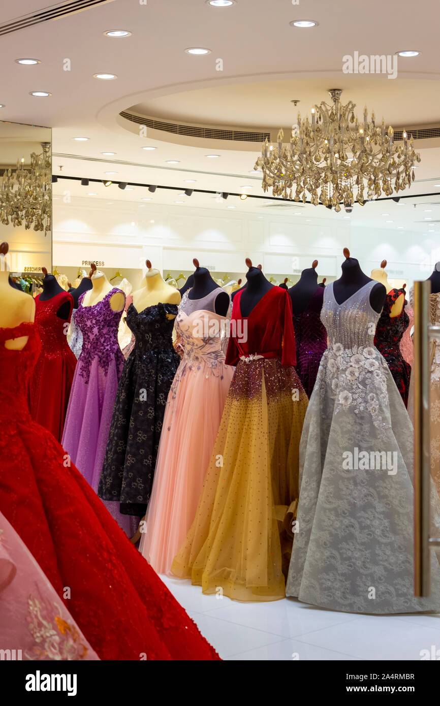 Department of dresses in the women's clothing store Stock Photo - Alamy