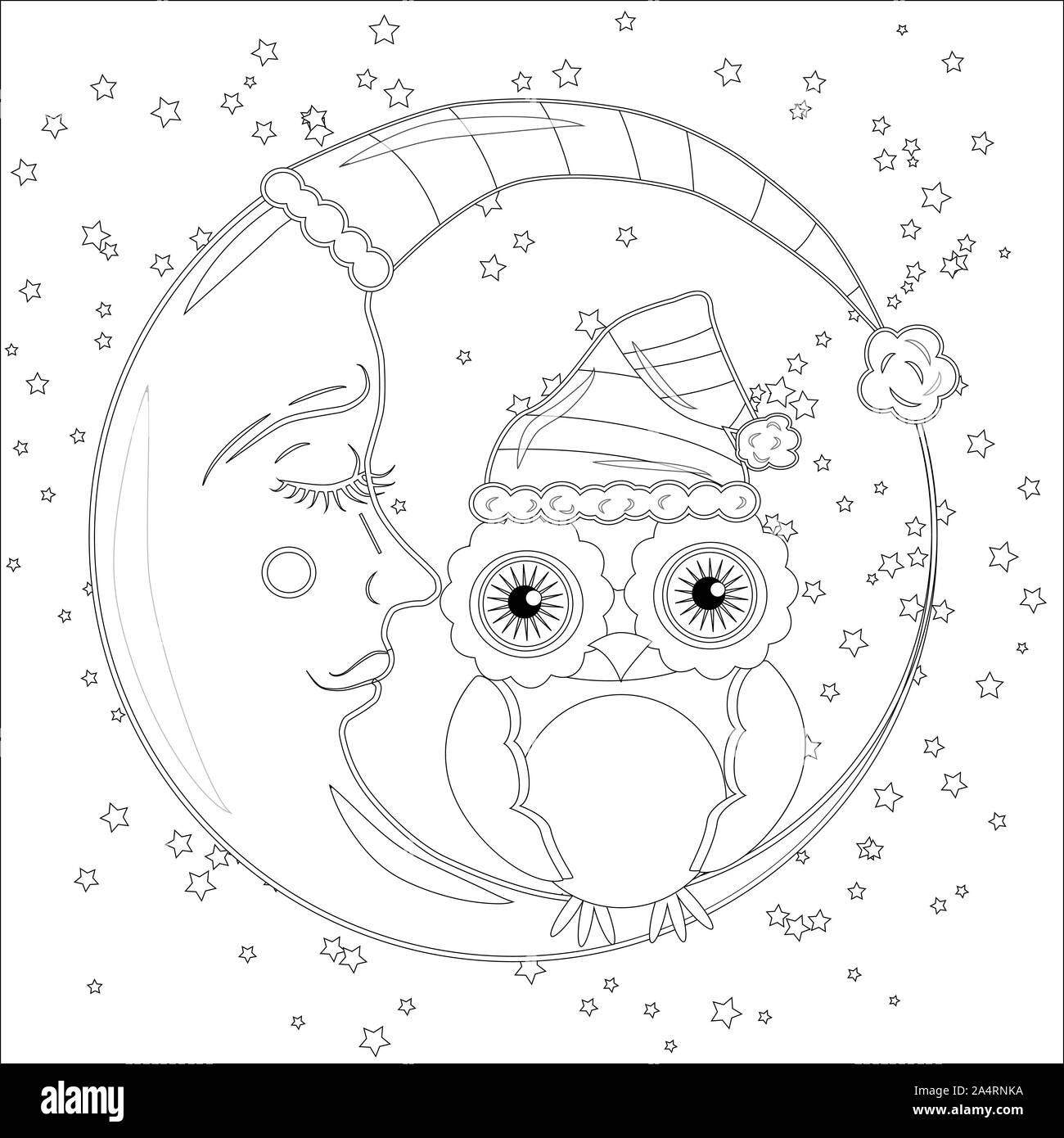 Coloring book for adult and older children. Coloring page with an owl ...