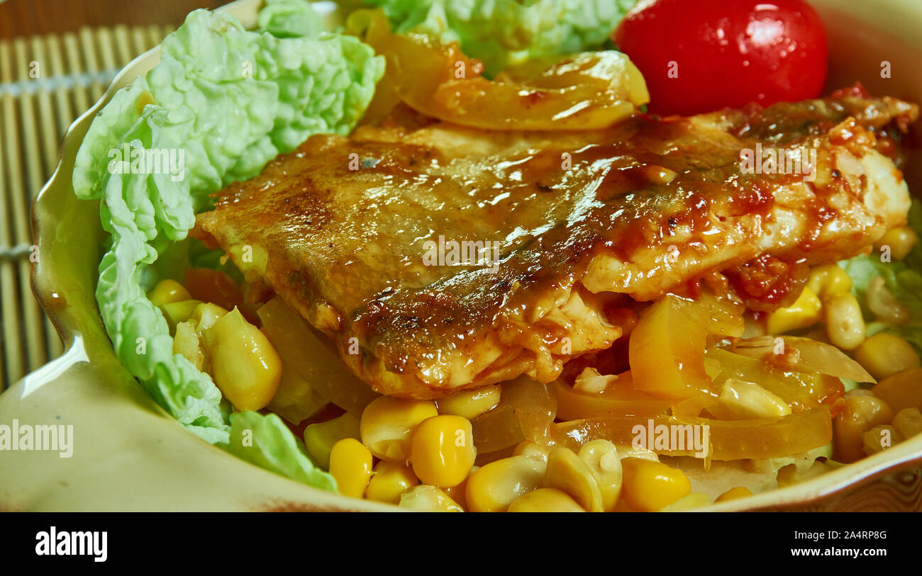 Cajun Style Catfish with Corn Salsa, Creole seasoning Louisianastyle