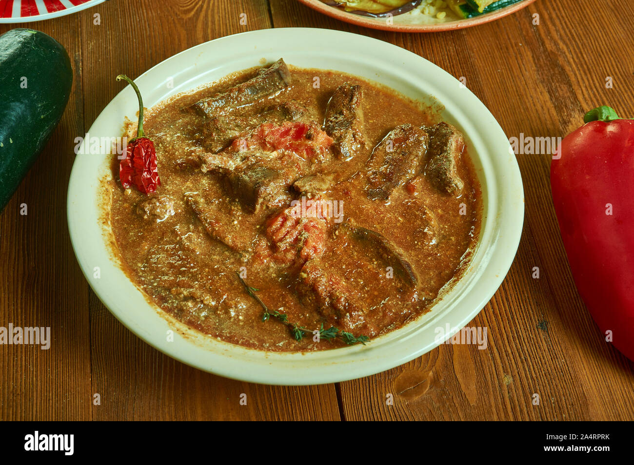 Fergese of Tiirana with beef liver, Albanian national dishes Stock ...