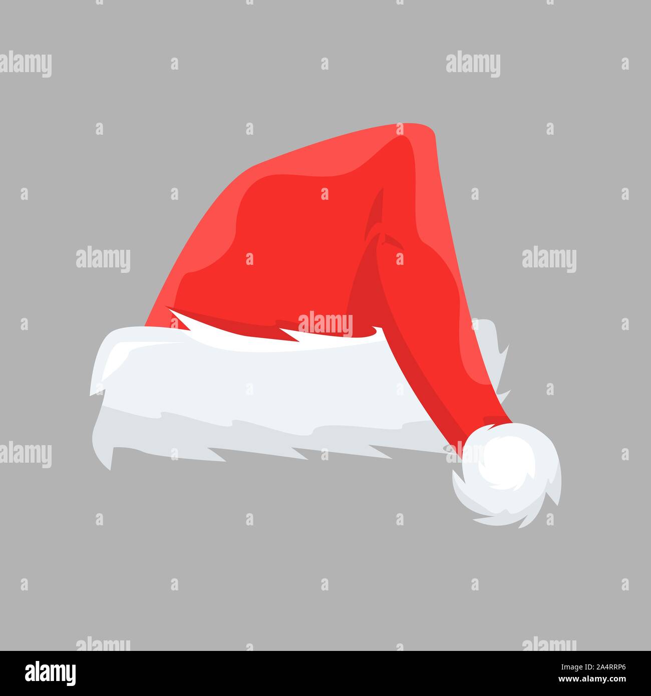 Santa Claus cap with cartoon style. Flat and solid color vector illustration. Stock Vector