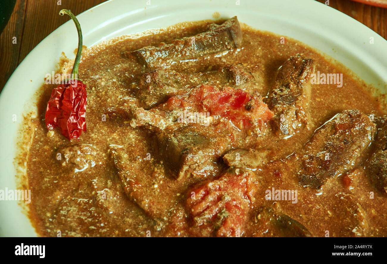 Fergese of Tiirana with beef liver, Albanian national dishes Stock ...