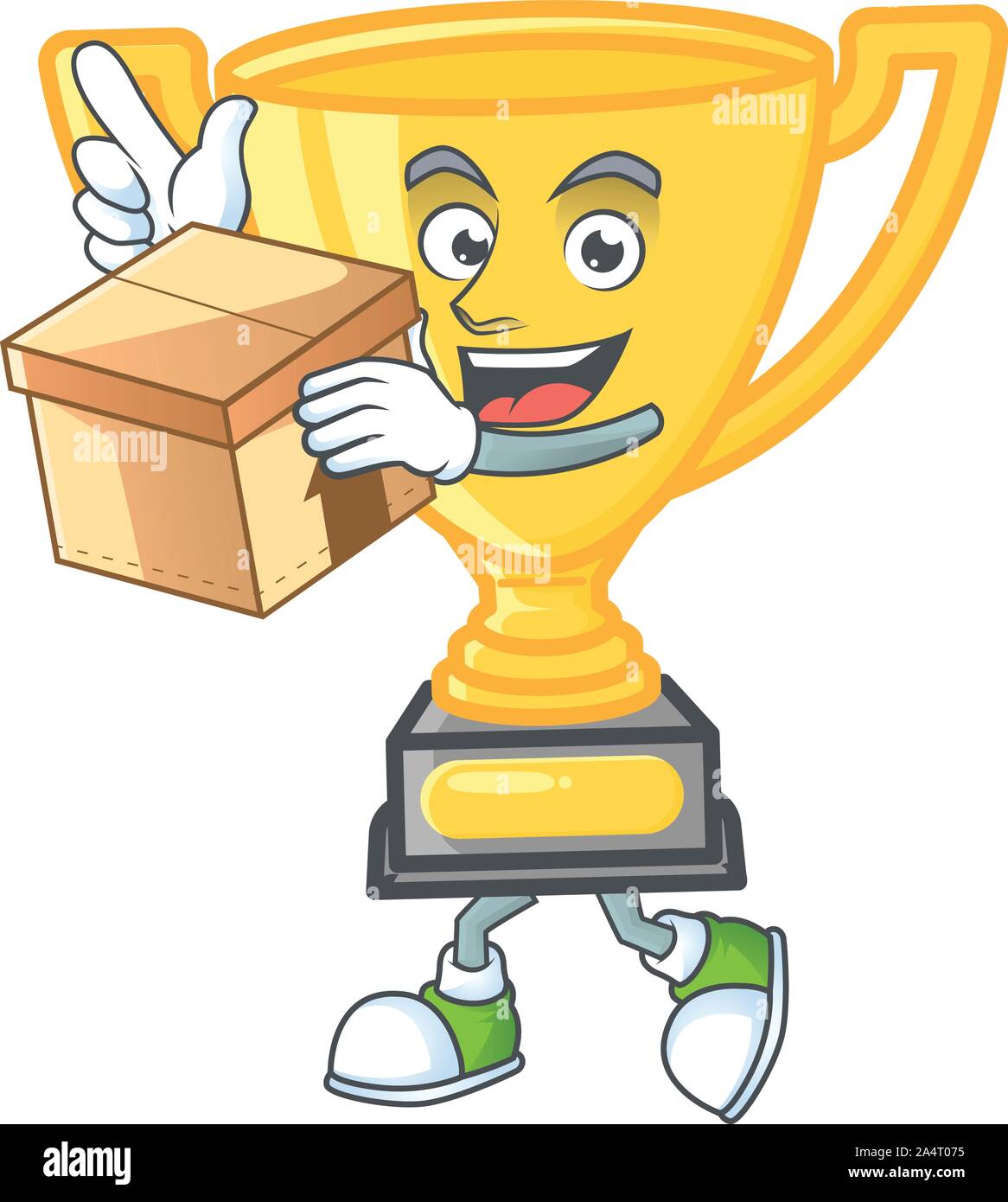 With box gold trophy for victory achievement award. Stock Vector