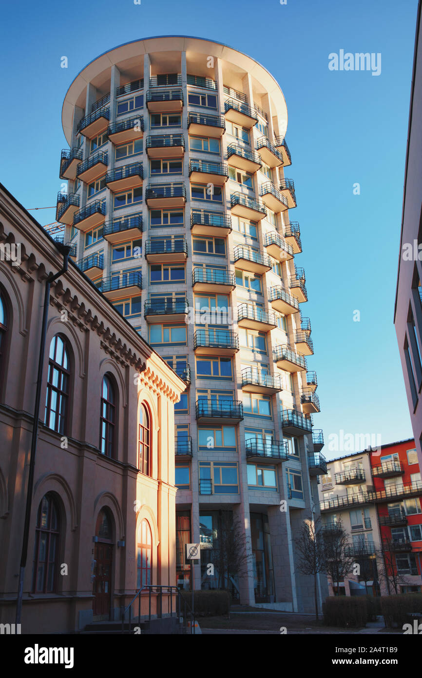 Svea Tower (Svea Torn) a circular detached high rise residential luxury  apartment building, Gardet, Stockholm, Sweden Stock Photo - Alamy
