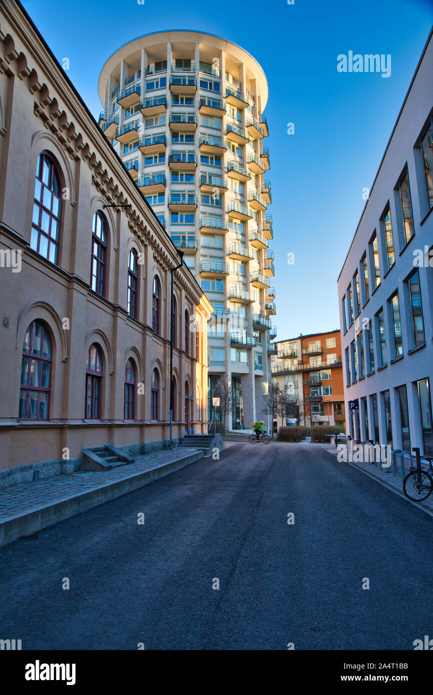 Svea Tower (Svea Torn) a circular detached high rise residential luxury  apartment building, Gardet, Stockholm, Sweden Stock Photo - Alamy