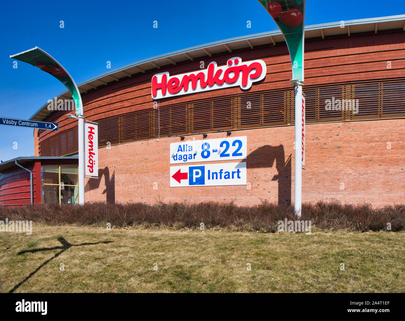 Hemkop Swedish supermarket chain branch, Upplands Vasby, Stockholm, Sweden Stock Photo