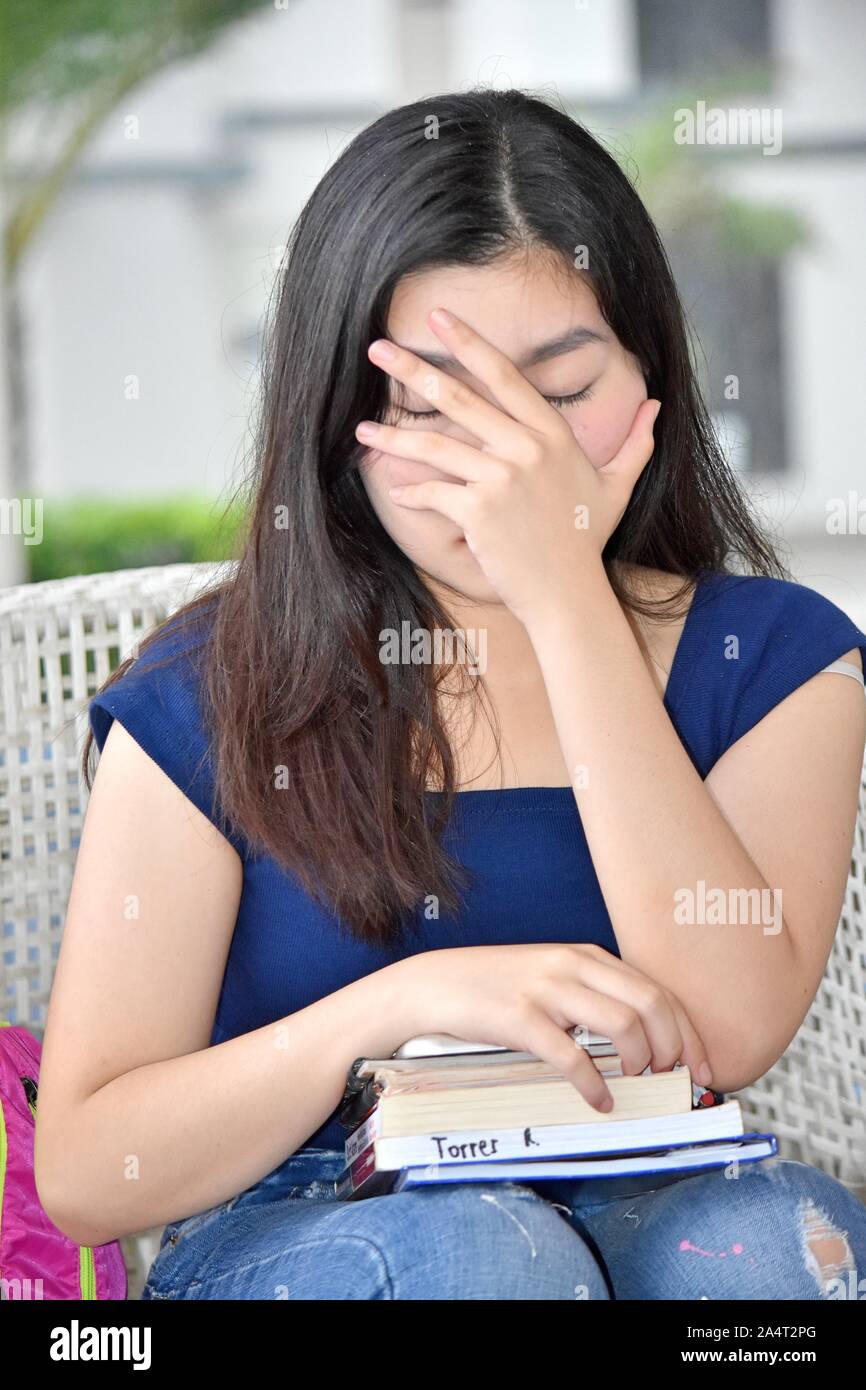 An Anxious Female Student Stock Photo - Alamy