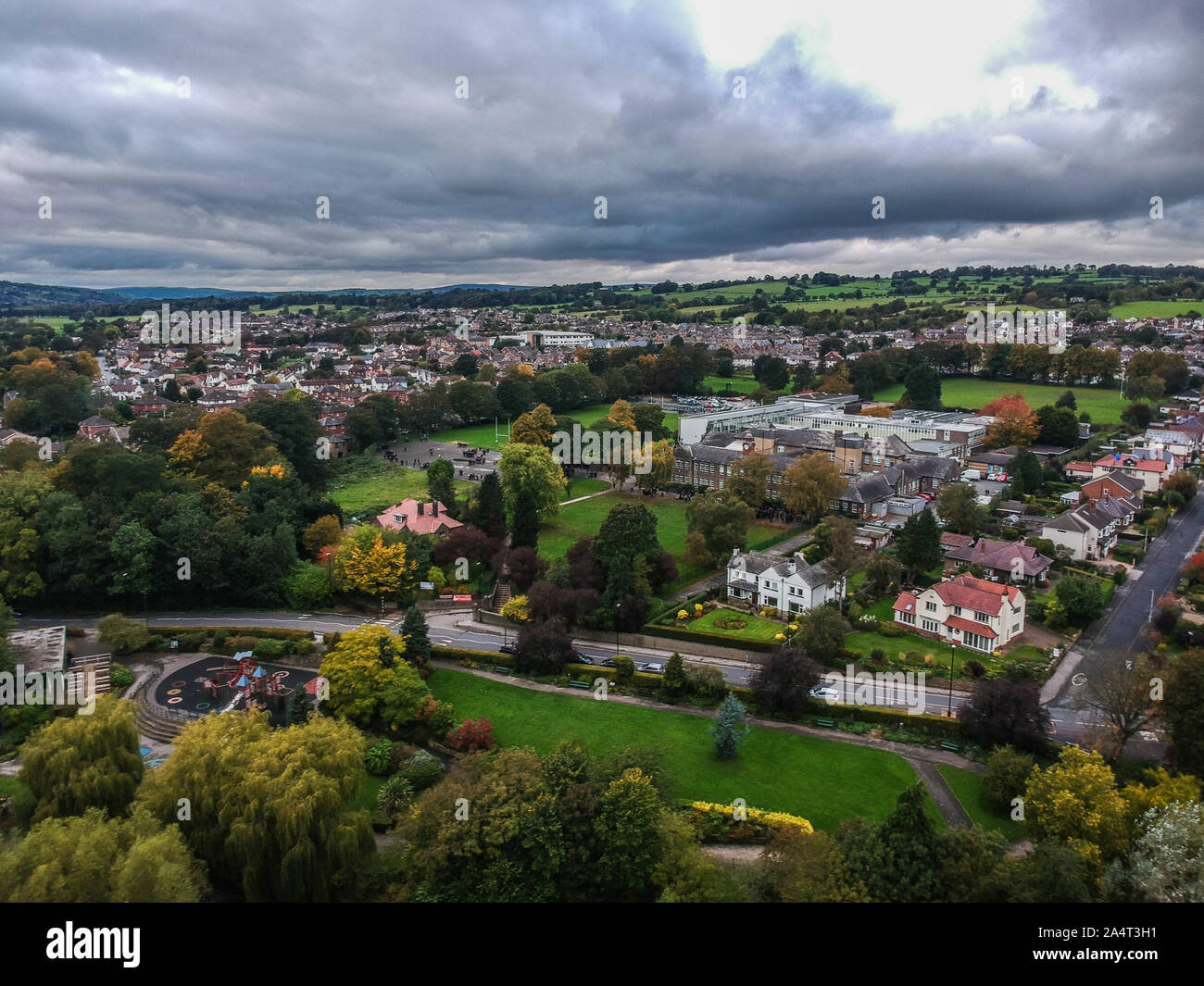 Prince Henry's Grammar School via drone and Otley Stock Photo Alamy
