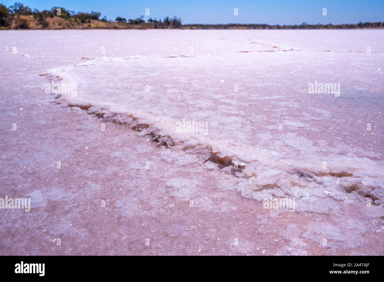 Extreme closeup of salt buildup on lake surface in Australian desert
