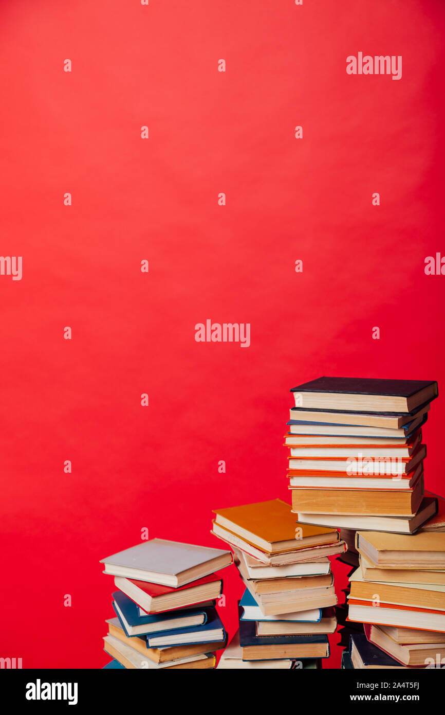 stacks of educational books university library background Stock Photo ...