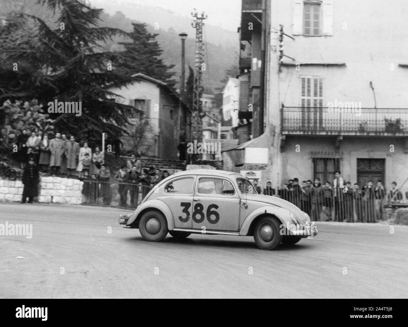 1954 Monte Carlo Rally, Volkswagen Beetle. Stock Photo