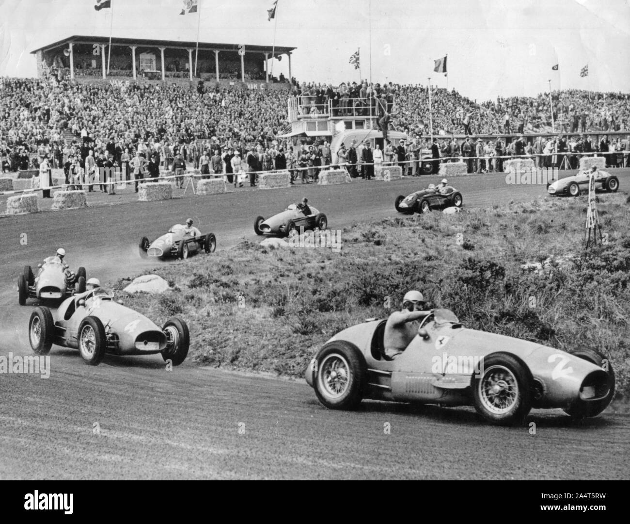 1953 Dutch Grand Prix, Ascari leads in Ferrari. Stock Photo