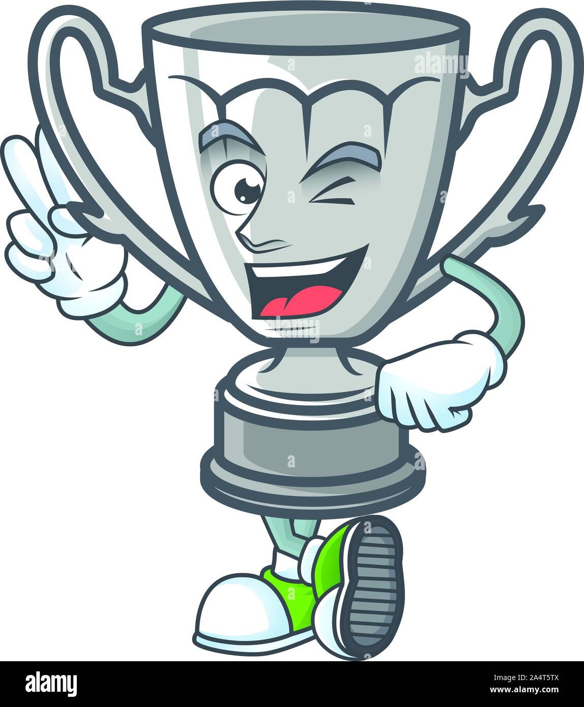 Two finger silver trophy with cartoon character shape Stock Vector Image &  Art - Alamy