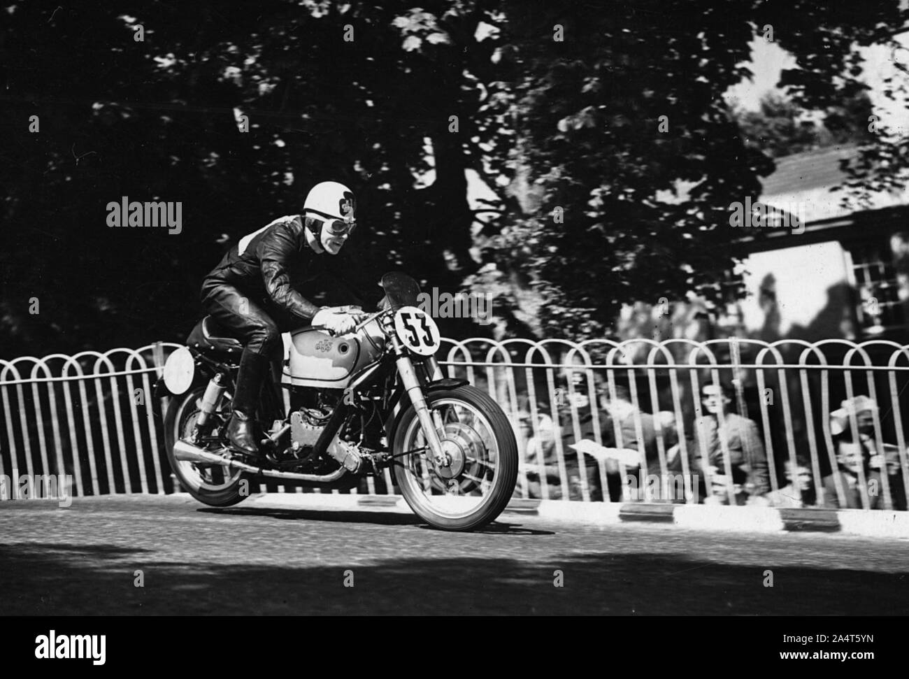 AJS, Armstrong 1951 Isle of Man Tourist Trophy Race. Stock Photo