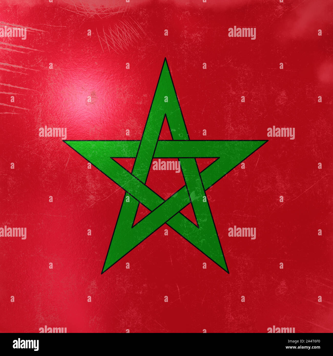 3d rendering of a rusty and old Morocco flag on a metallic surface ...
