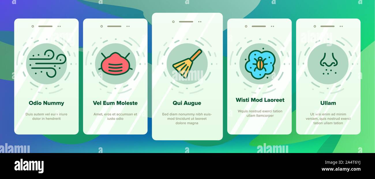 Dust And Polluted Air Onboarding Icons Set Vector Stock Vector Image ...