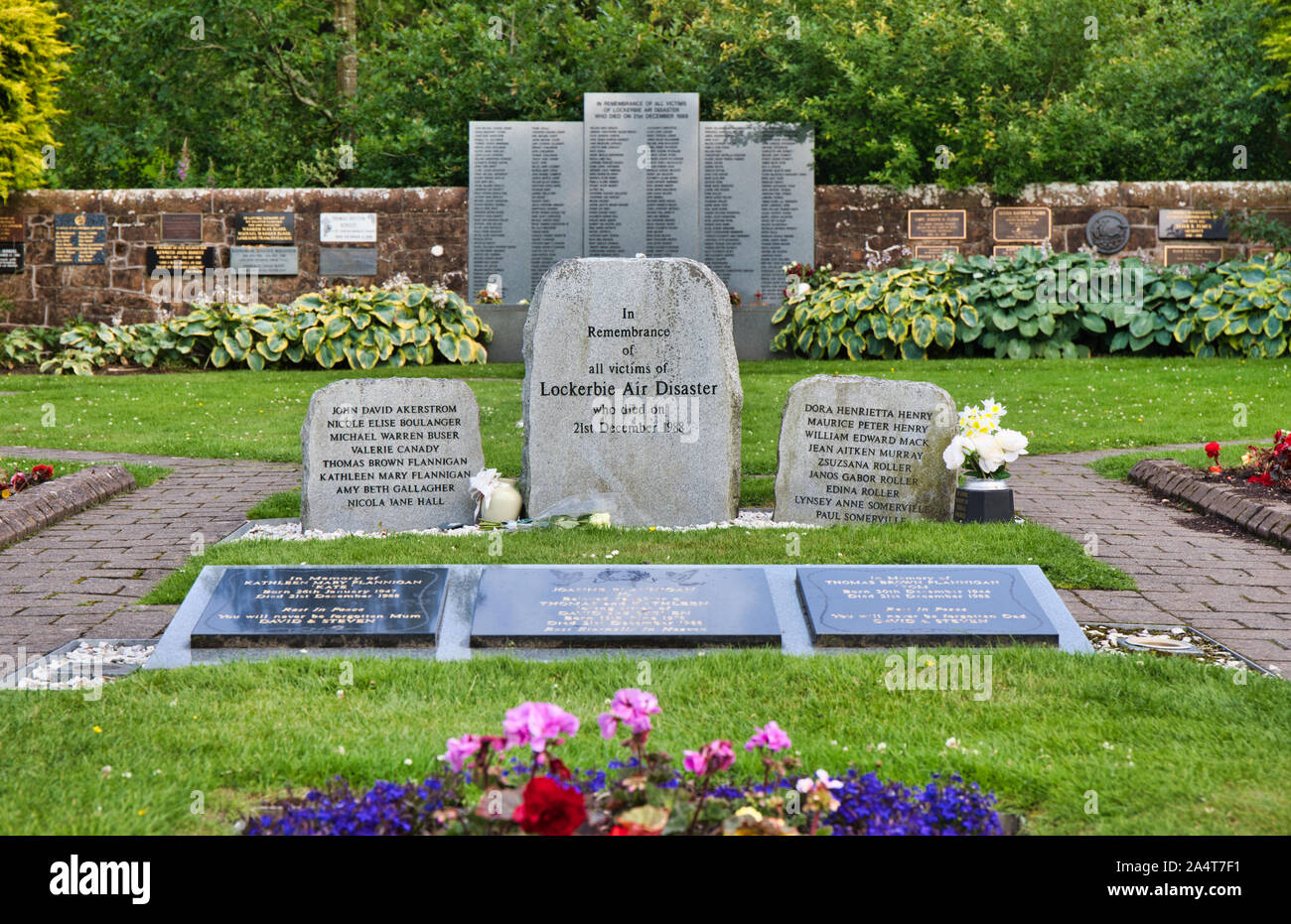 Lockerbie Garden of Remembrance, Dryfesdale Cemetery, Lockerbie, Dumfries and Galloway, Scotland Stock Photo