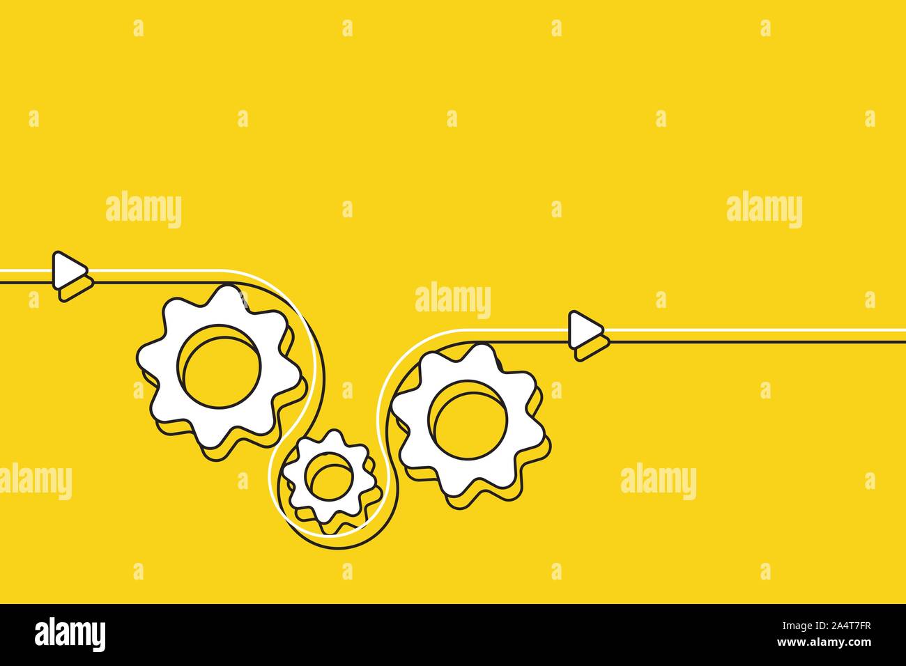 Three gear cog, cogwheels demonstrate business process. Stock Vector