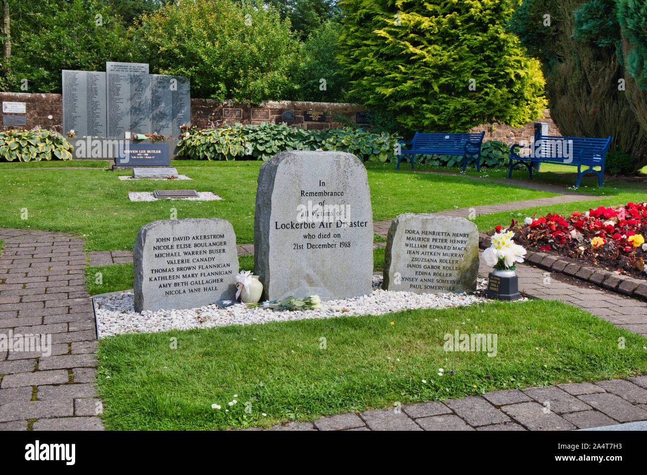 Lockerbie Garden of Remembrance, Dryfesdale Cemetery, Lockerbie, Dumfries and Galloway, Scotland Stock Photo