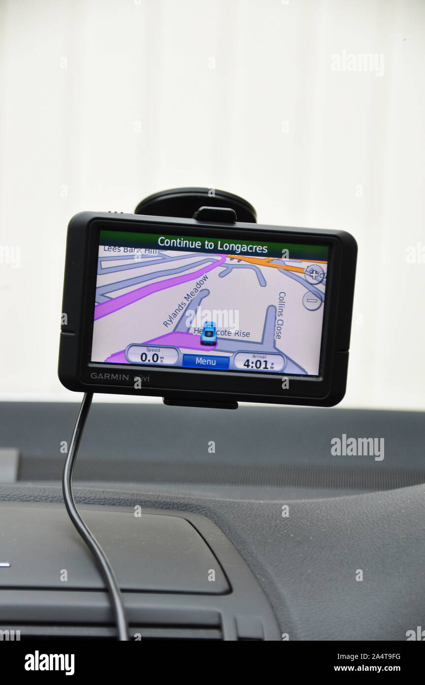 Satellite navigation system in car Stock Photo Alamy