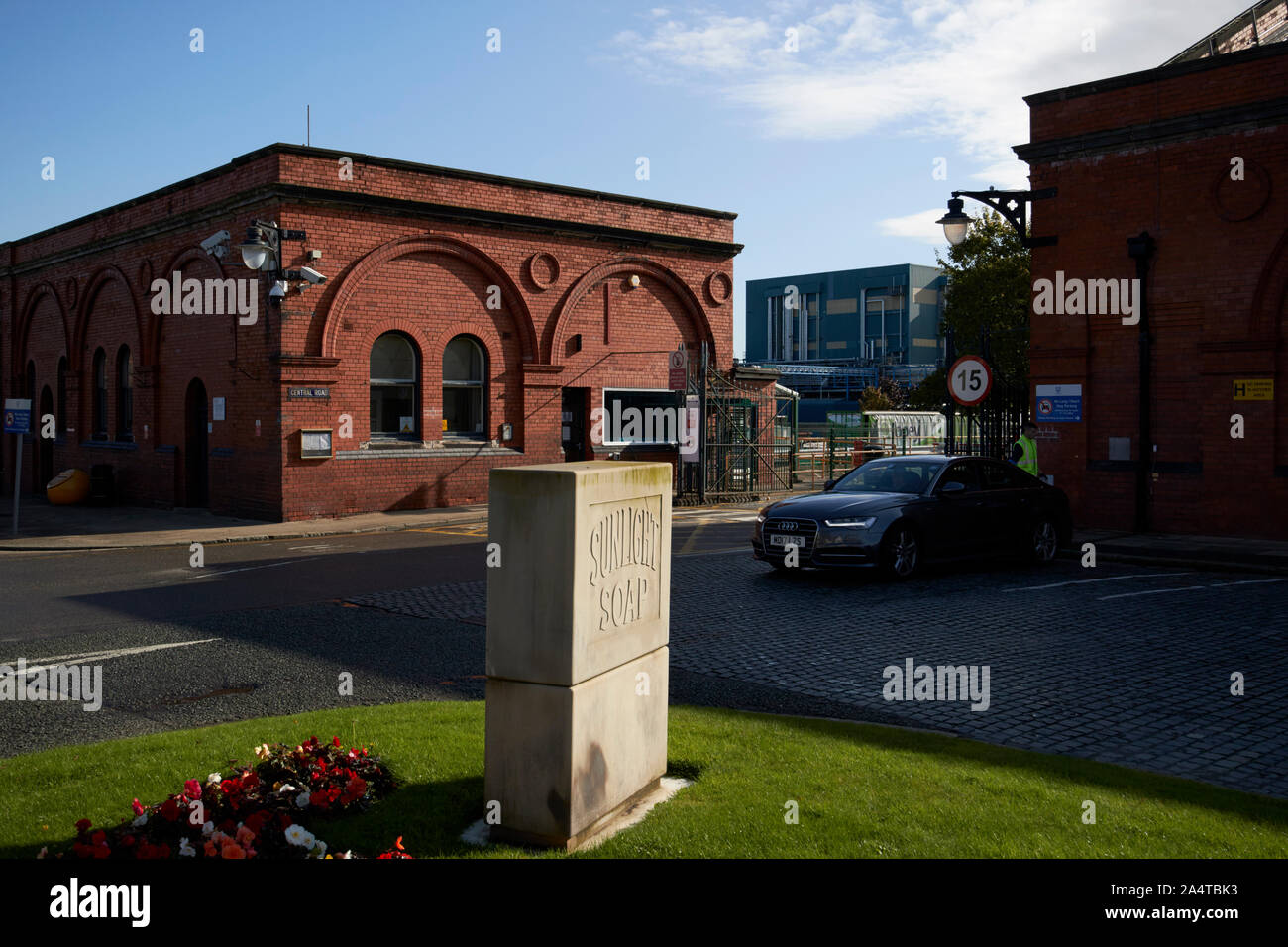 works entrance to lever brothers sunlight soap factory Port Sunlight England UK Stock Photo