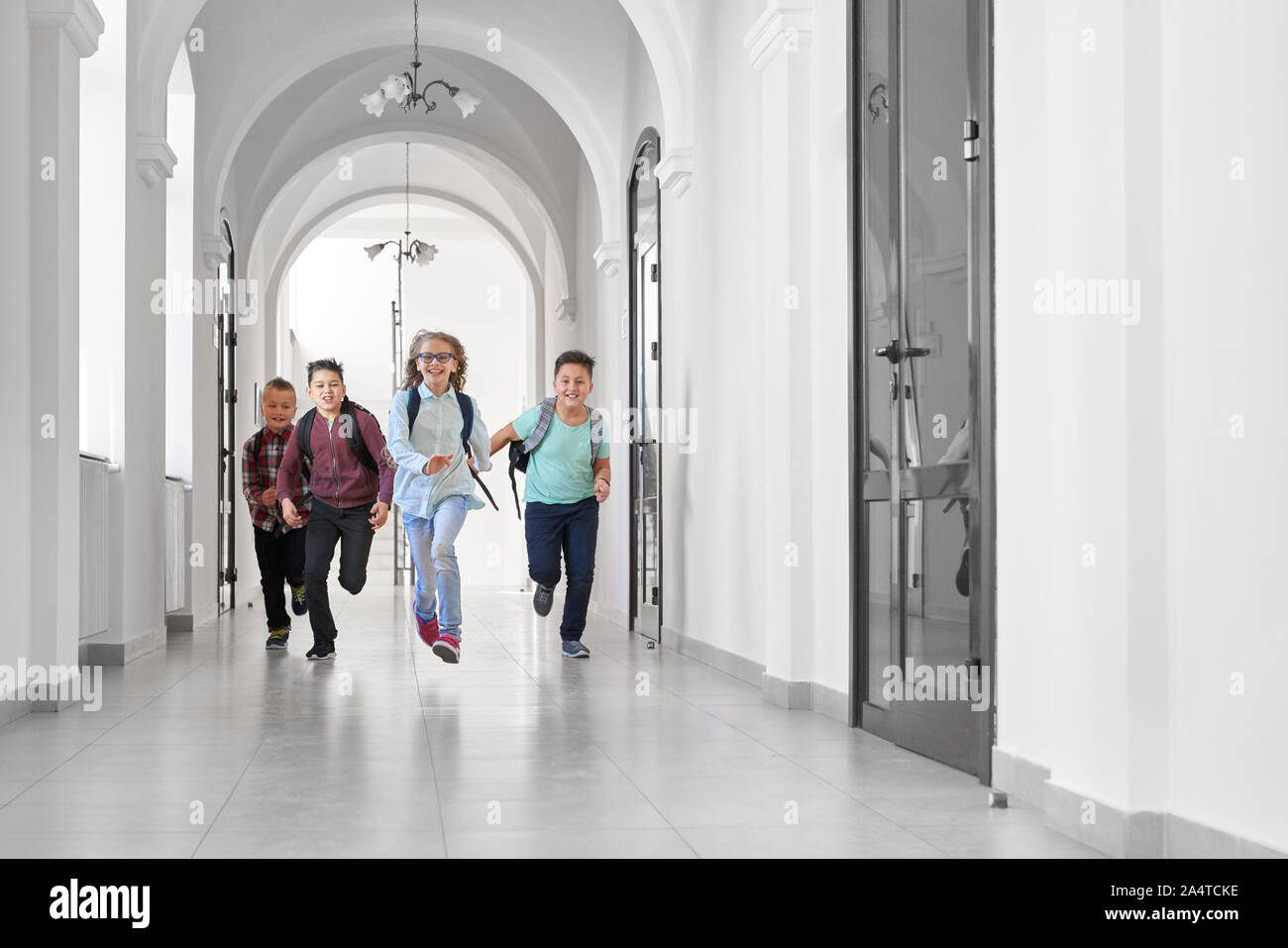 Happy Running Into School Stock Photos Happy Running Into School