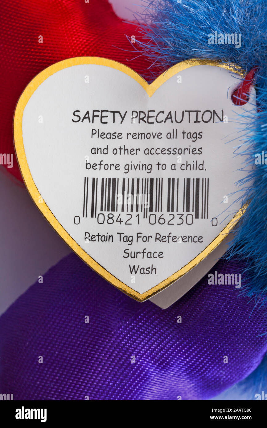 Safety Precaution please remove all tags and other accessories before giving to a child label