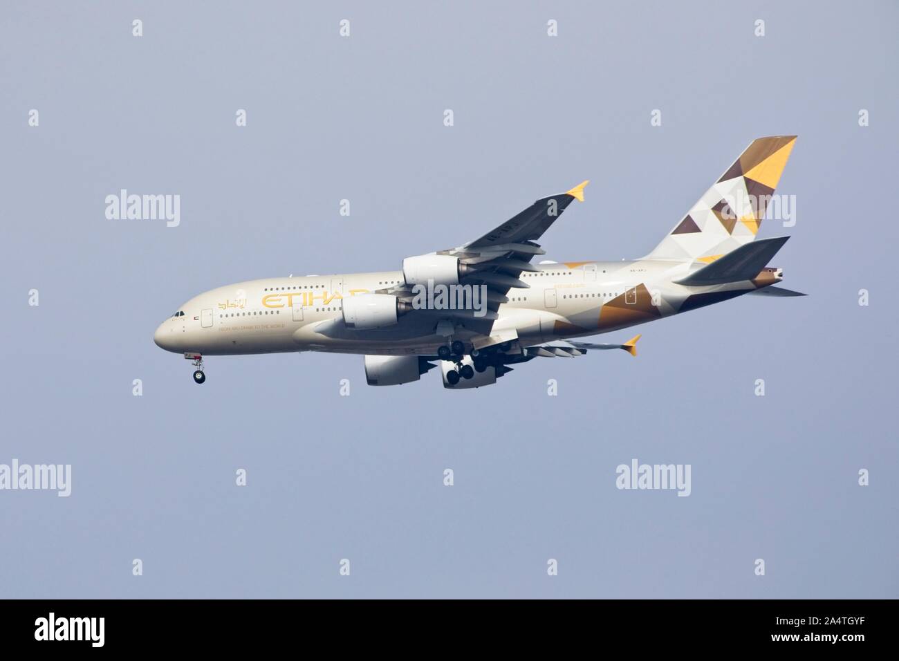 Etihad Airbus A380 registration A6-APC taking off on